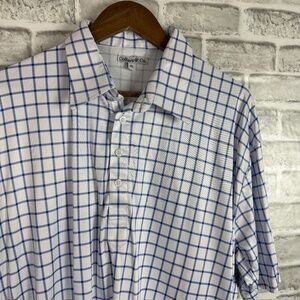 Collars & Co The Dress Collar Polo Royal Blue Windowpane Shirt Mens XL